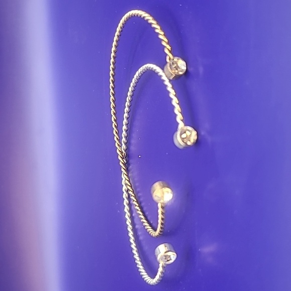 Silver and gold tone cuff bracelets with faux stone - Picture 1 of 5
